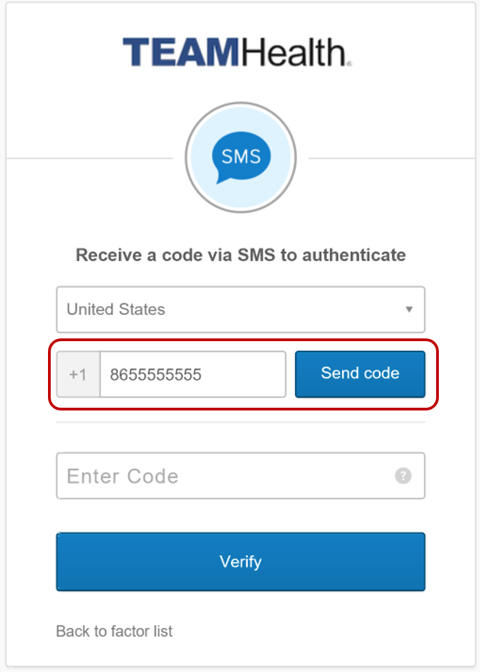 Okta Setting up SMS Authentication TeamHealth Help Staging